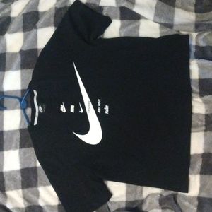 New Nike swoosh stacked logo shirt black/white men's M